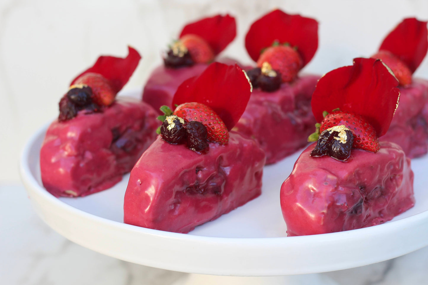 1 Dozen Petit Gluten Free Cranberry-Raspberry Pecan Scones with cranberry glaze